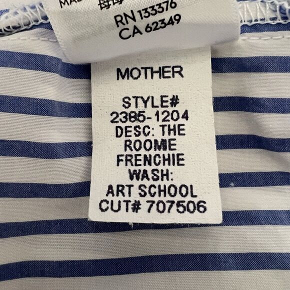 Mother The Roomie Frenchie Shirt In Art School Button Up Top Blue Women’s Size M - Picture 10 of 11